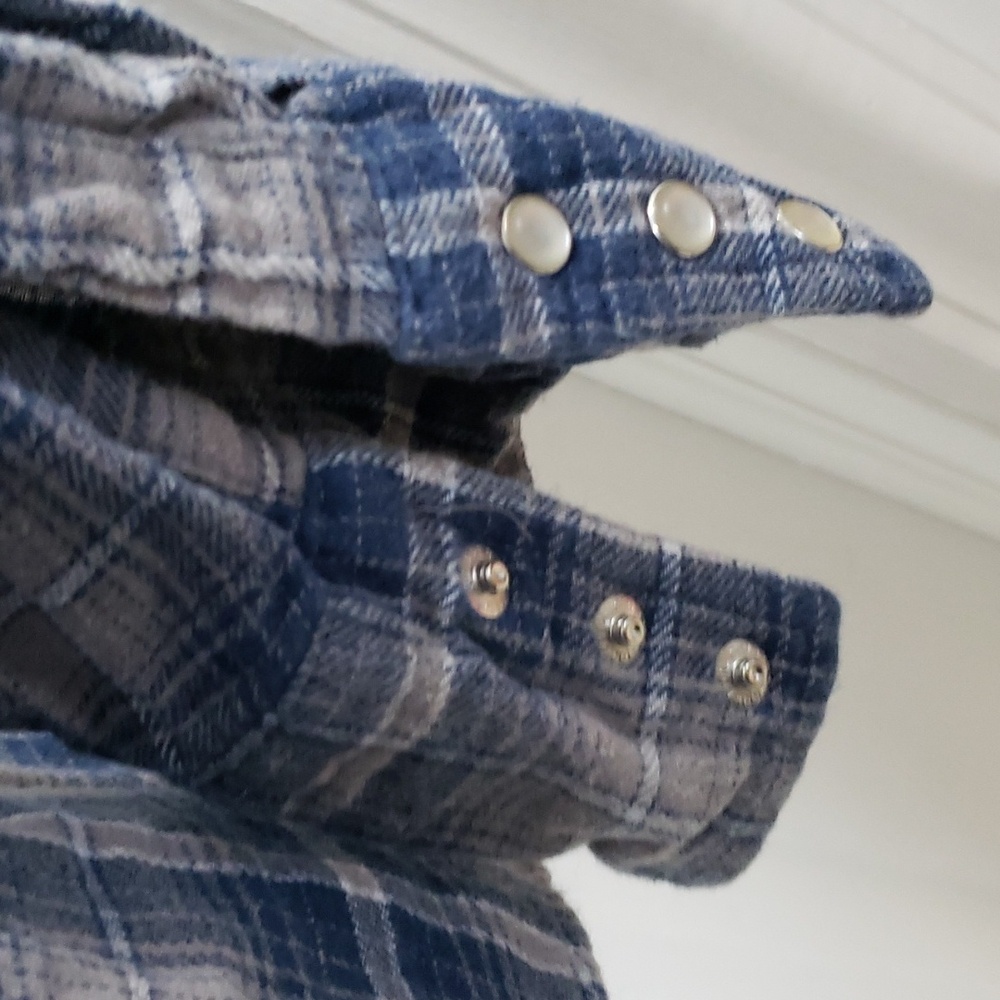 Wrangler Blue Plaid Vintage Y2K Early 2000s Snap Button Shirt Size XXL - Picture 5 of 6